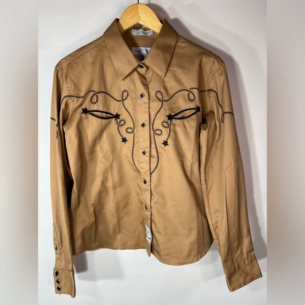 Panhandle Slim Tan Embroidered Snap Button Down Shirt